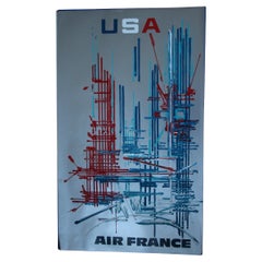 Georges Mathieu , Original Vintage Airline Poster, Air France USA