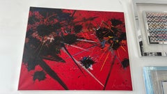 Une célébration audacieuse du geste et de la couleur : peinture abstraite rouge