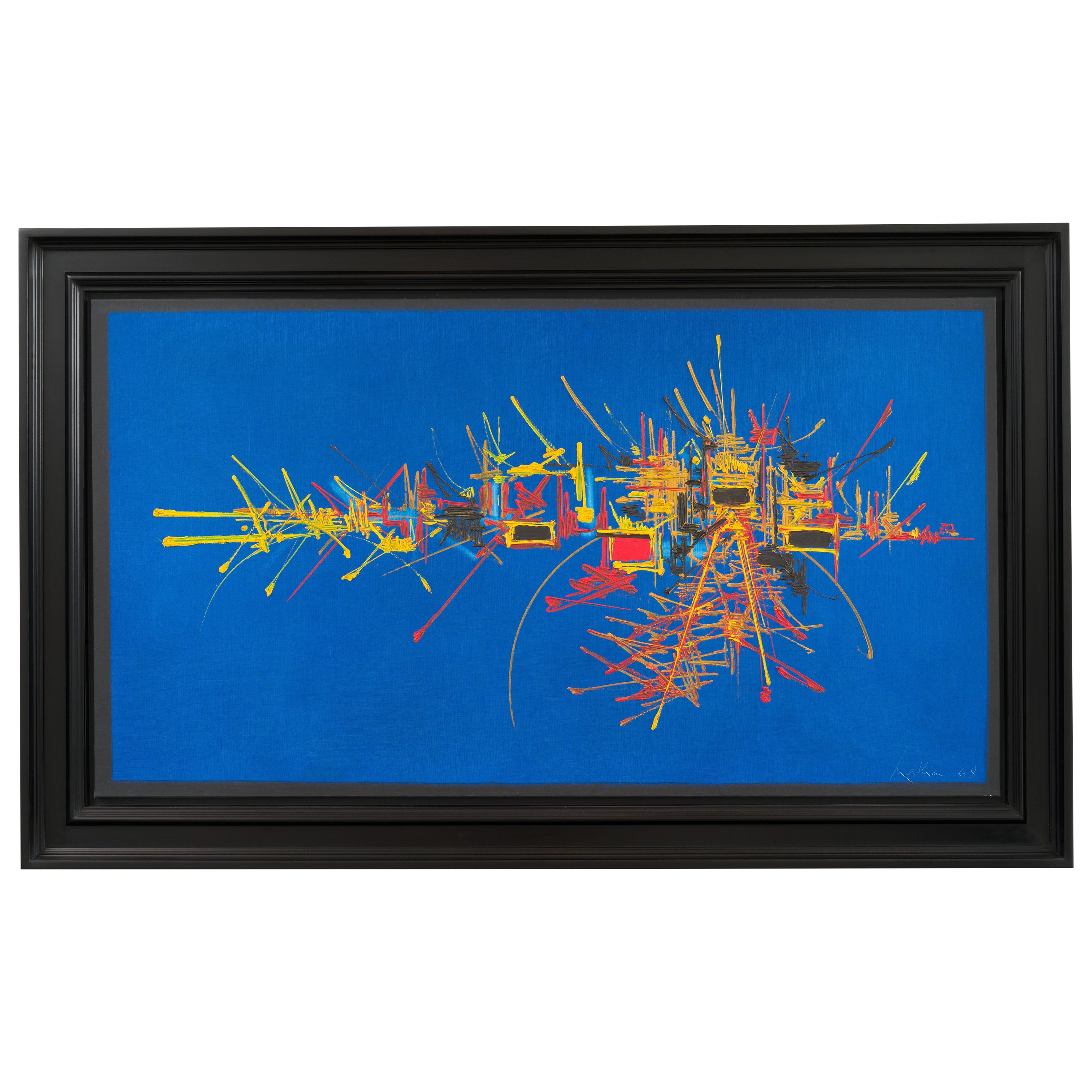 1968
Huile sur toile, signée et datée " Mathieu 68 " en bas à droite et titrée " Sator " sur le châssis.
L'œuvre est accompagnée d'un certificat de l'Association "Archives Jean-Marie Cusinberche sur Georges Mathieu".

90 x 162 cm                    