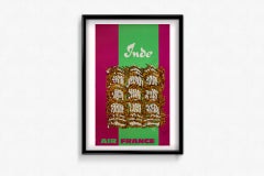 1967 Air France travel poster to India designed by Mathieu