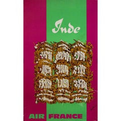 1967 Air France travel poster to India designed by Mathieu