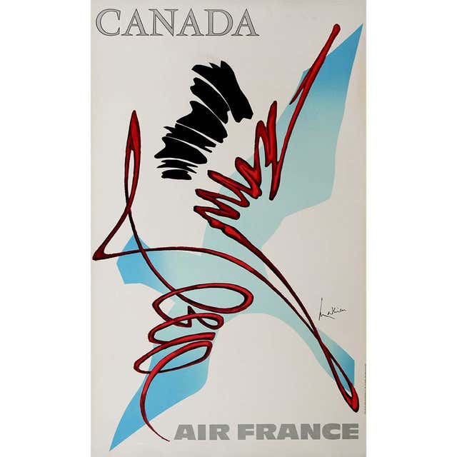 Georges Mathieu, Original Vintage Airline Poster, Air France Eiffel ...