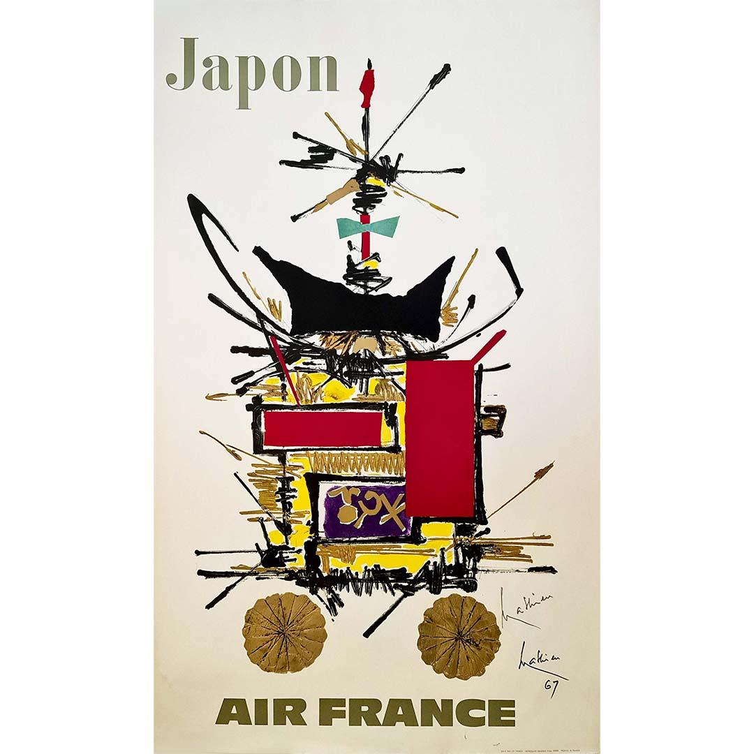 1967 original poster hand signed by the artist Japan Air France Airline Tourism For Sale 2