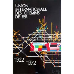 Affiche originale de 1971 de Mathieu pour l'Union internationale des chemins de fer