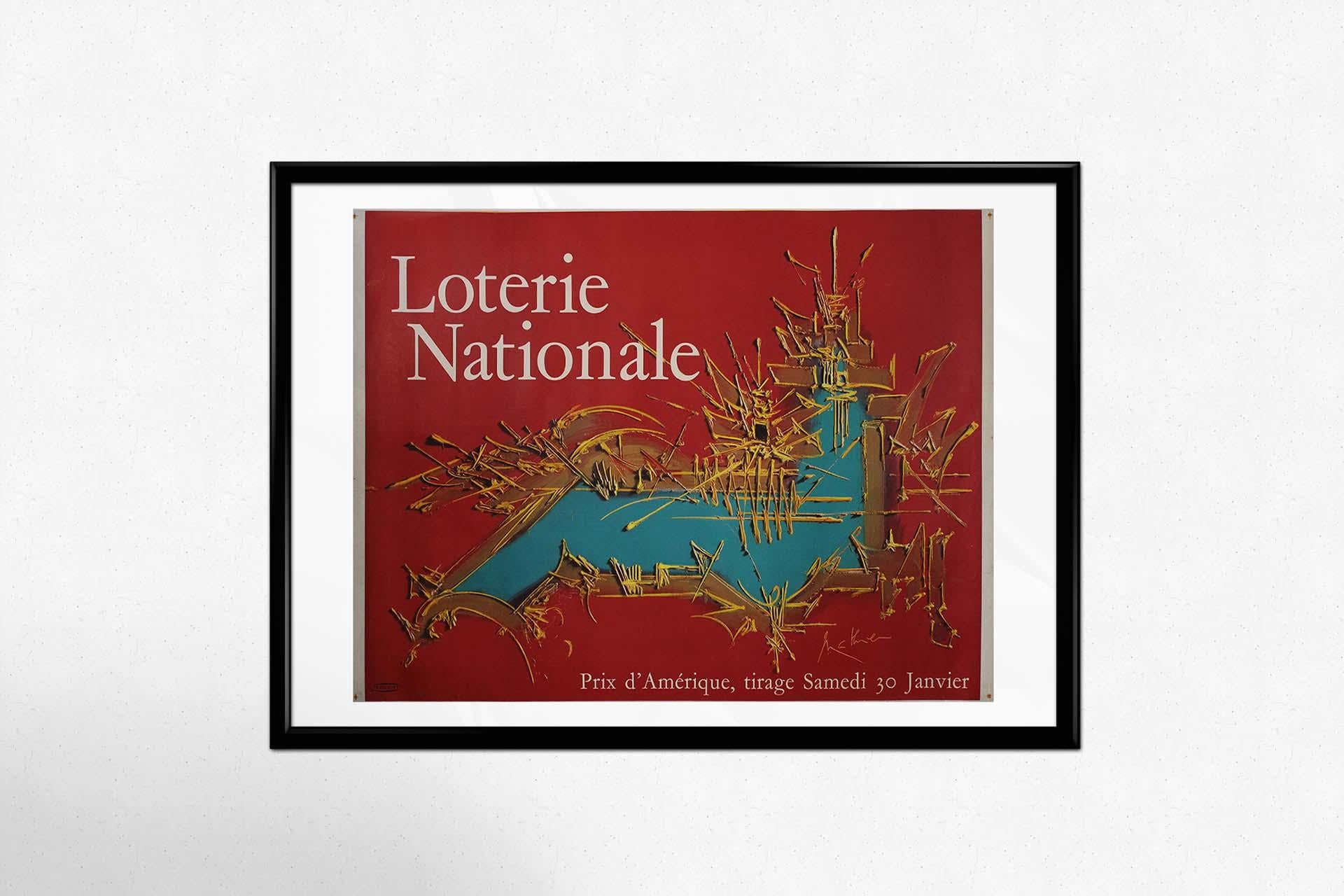 1971 Cartel original Prix d'Amérique cartel de Mathieu para la Loterie Nationale en venta 2