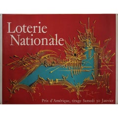 Vintage 1971 Original poster Prix d'Amérique poster by Mathieu for the Loterie Nationale