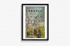 Circa 1970 original travel poster by artist Georges Mathieu - France Rhône Alpes