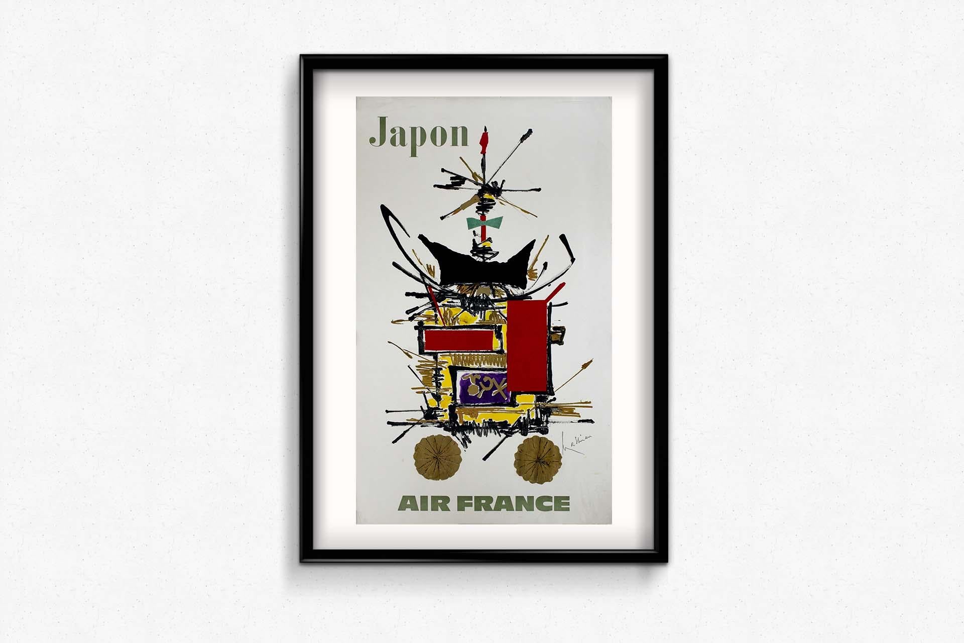 In the illustrious realm of travel posters, certain pieces transcend their promotional purpose to become timeless works of art. Among these, Mathieu's 1967 Air France Japan poster stands as an exquisite example. An ode to the Land of the Rising Sun,