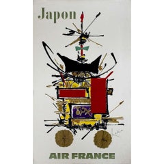 Affiche originale d'Air France Japan de Mathieu, 1967