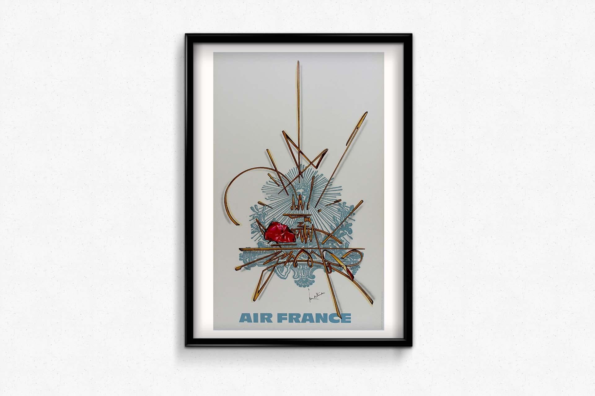 Mathieu's 1967 Air France Paris poster is a visual masterpiece that effortlessly transports us to an era of timeless elegance and sophistication. This iconic poster captures the allure of air travel in the late 1960s and is part of a remarkable