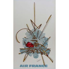 Affiche originale d'Air France Paris de Mathieu, 1967