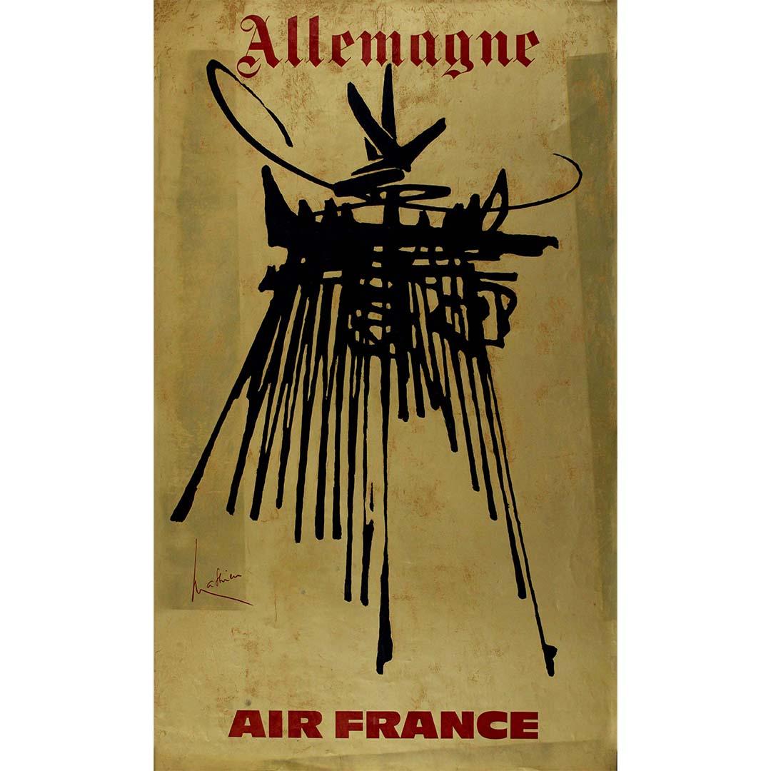 Mathieu's 1967 Air France travel poster to Germany - Print by Georges Mathieu