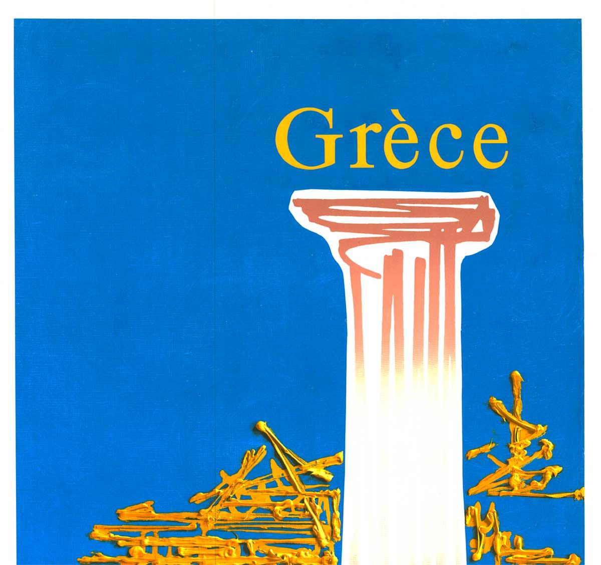 Affiche de voyage vintage originale d'Air France Grèce (grec) - Print de Georges Mathieu