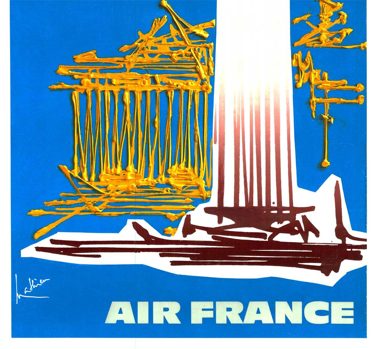 Affiche de voyage vintage originale d'Air France Grèce (grec) - Abstrait Print par Georges Mathieu
