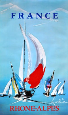 Original Vintage Travel Poster France Rhone Alpes by Mathieu