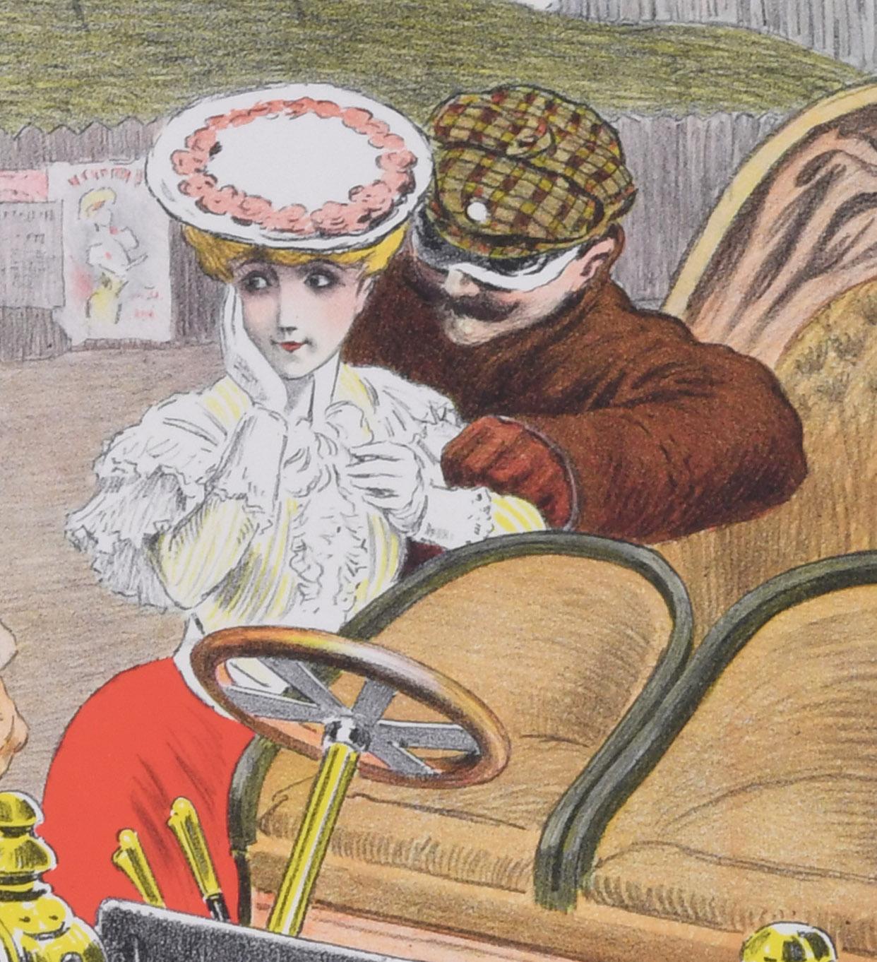Moto-Fuite - Art Nouveau Print by Georges Meunier