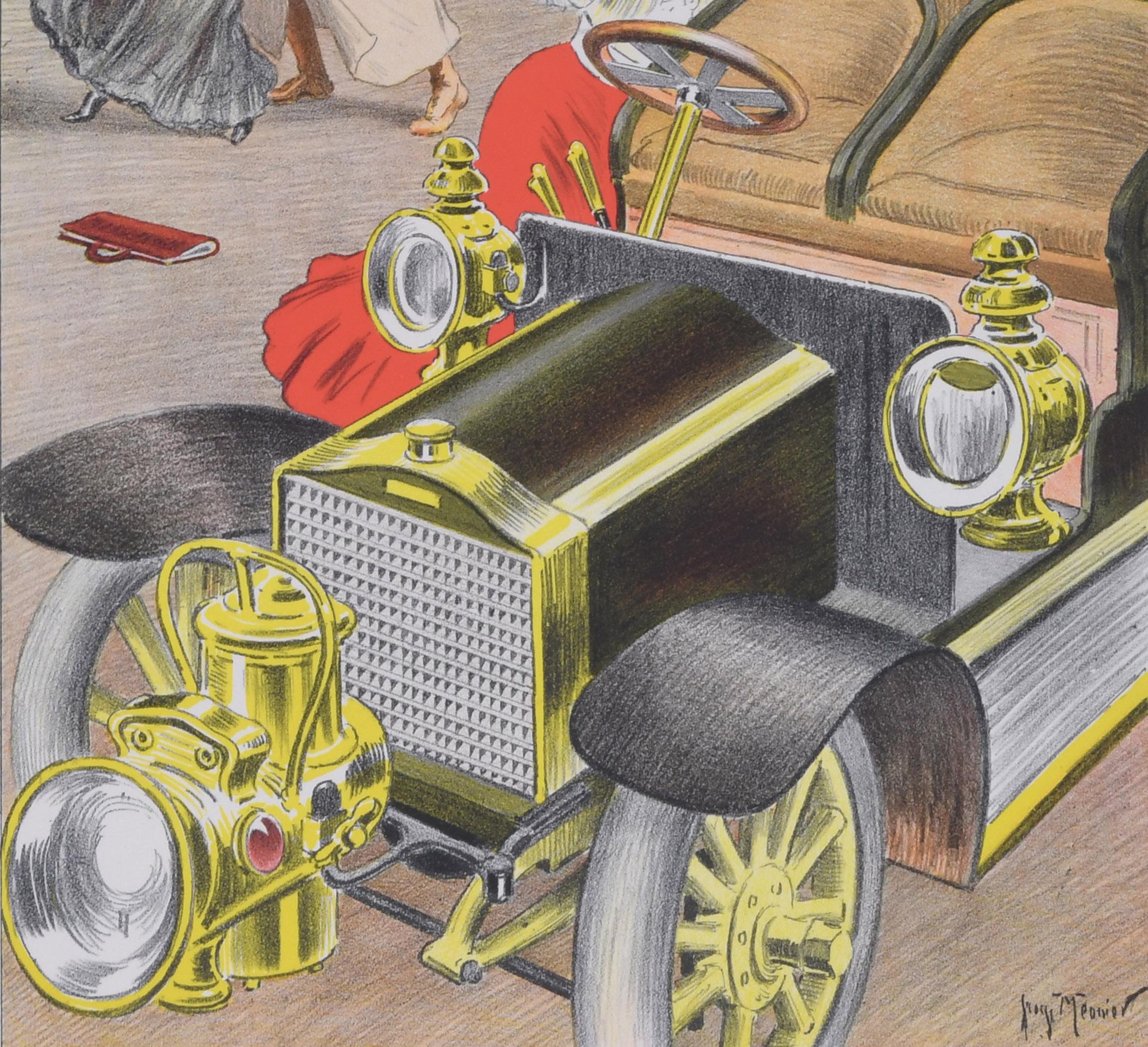 Moto-Fuite
Litografía en color,  c. 1902
Firmado en la piedra abajo a la derecha (ver foto)
Publicado por Edmund Sagot (1857-1917), París
Impreso por Atelier Chaix, París
Edición grande con título y texto
Parte de una serie de dos imágenes