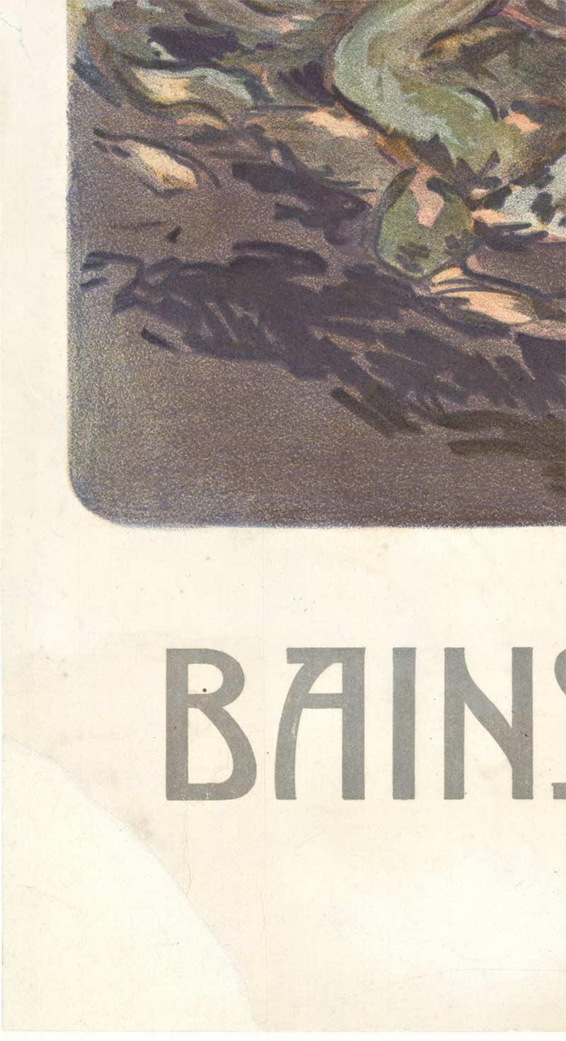 Original Bains de Mer de la Manche - Granville vintage Chemin de Fer poster - Print by Georges Meunier