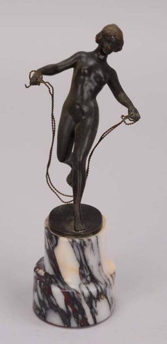 Vintage Seilspringerin (Jump Roping Woman) - Bronze, Sculpture, Jugendstil, German, 20th