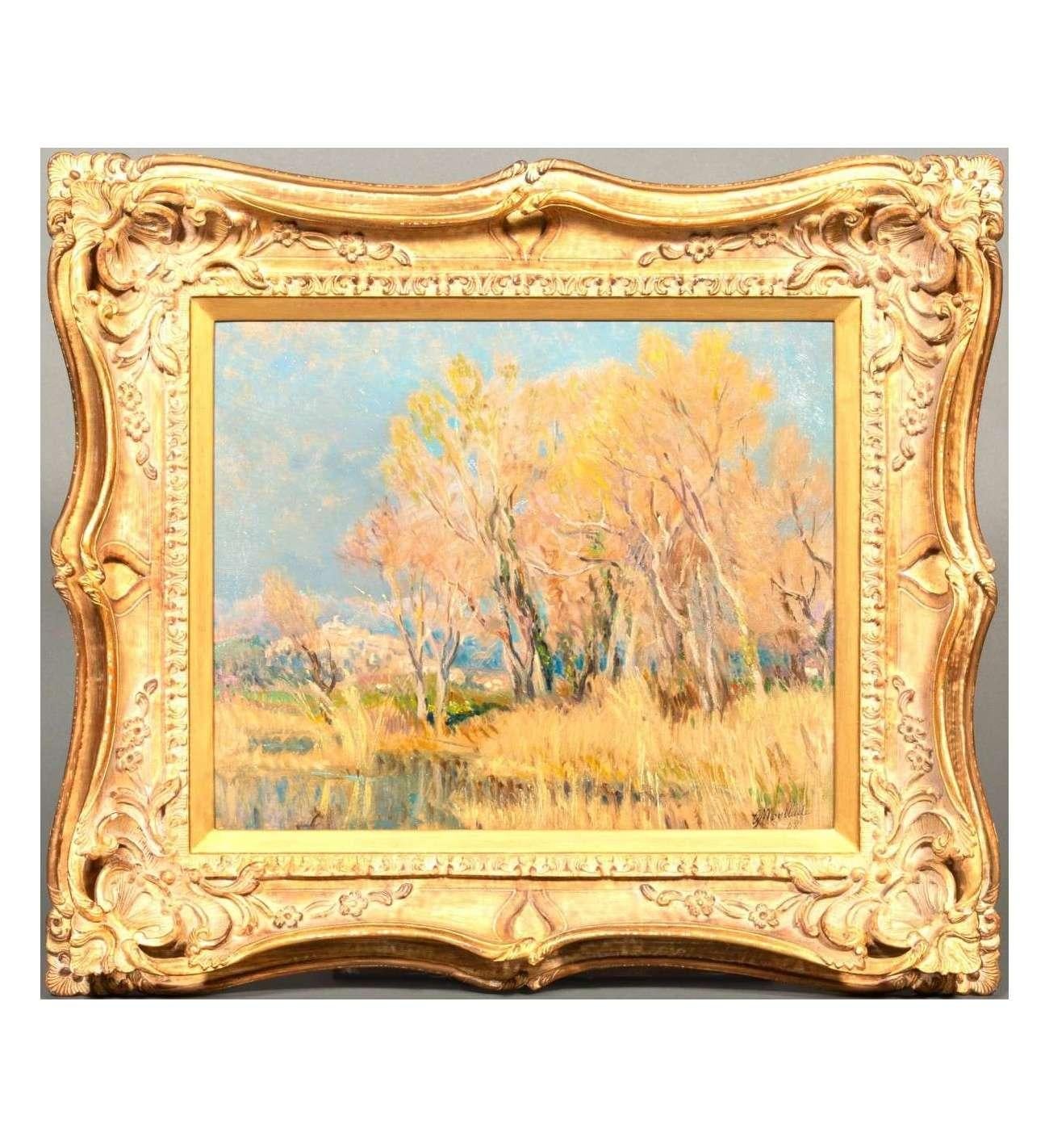 Georges Moullade (1893-1968)+ Huile sur carton, Début du printemps près de Cagnes sur Mer en vente 1