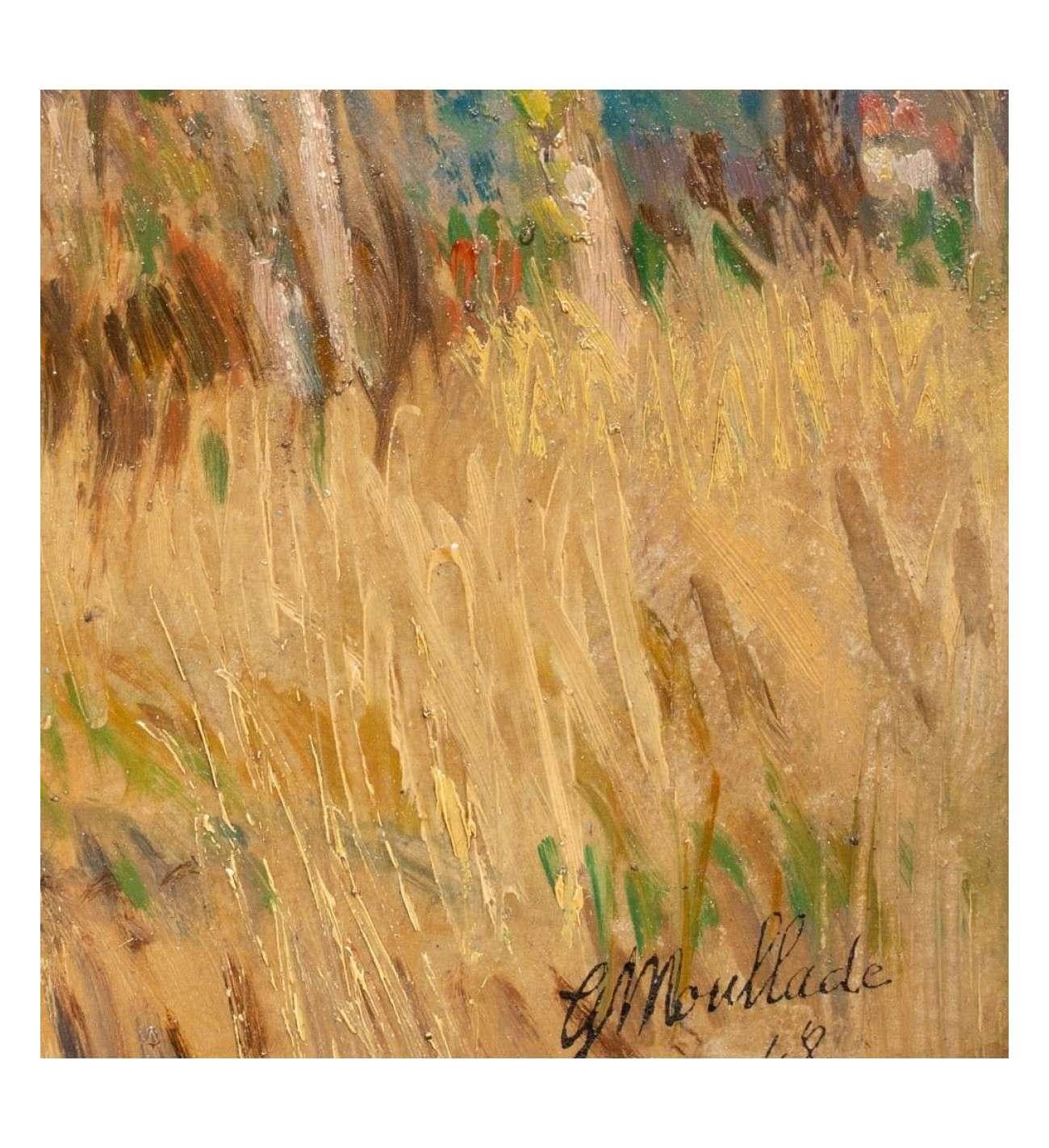 Georges Moullade (1893-1968)+ Huile sur carton, Début du printemps près de Cagnes sur Mer en vente 4