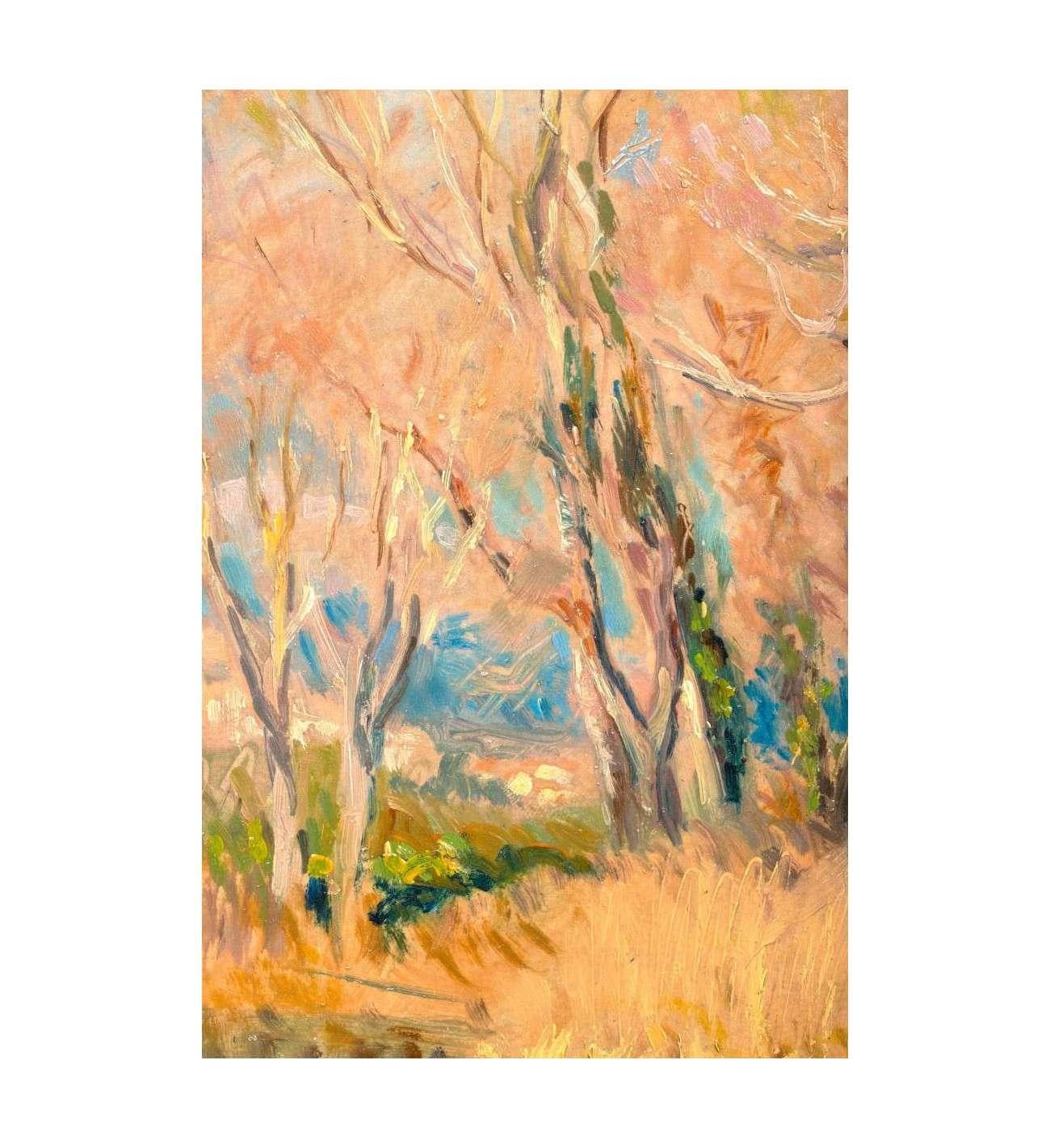 Georges Moullade (1893-1968)+ Huile sur carton, Début du printemps près de Cagnes sur Mer en vente 6