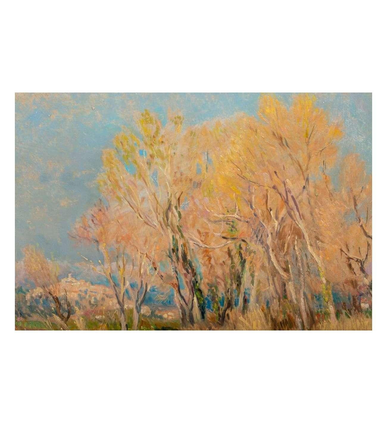 Georges Moullade (1893-1968)+ Huile sur carton, Début du printemps près de Cagnes sur Mer en vente 7