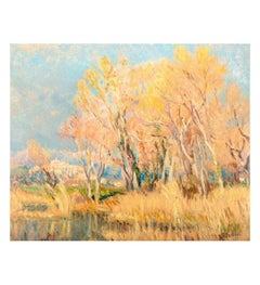 Georges Moullade (1893–1968)+ Oil on board, Early Spring near Cagnes sur Mer