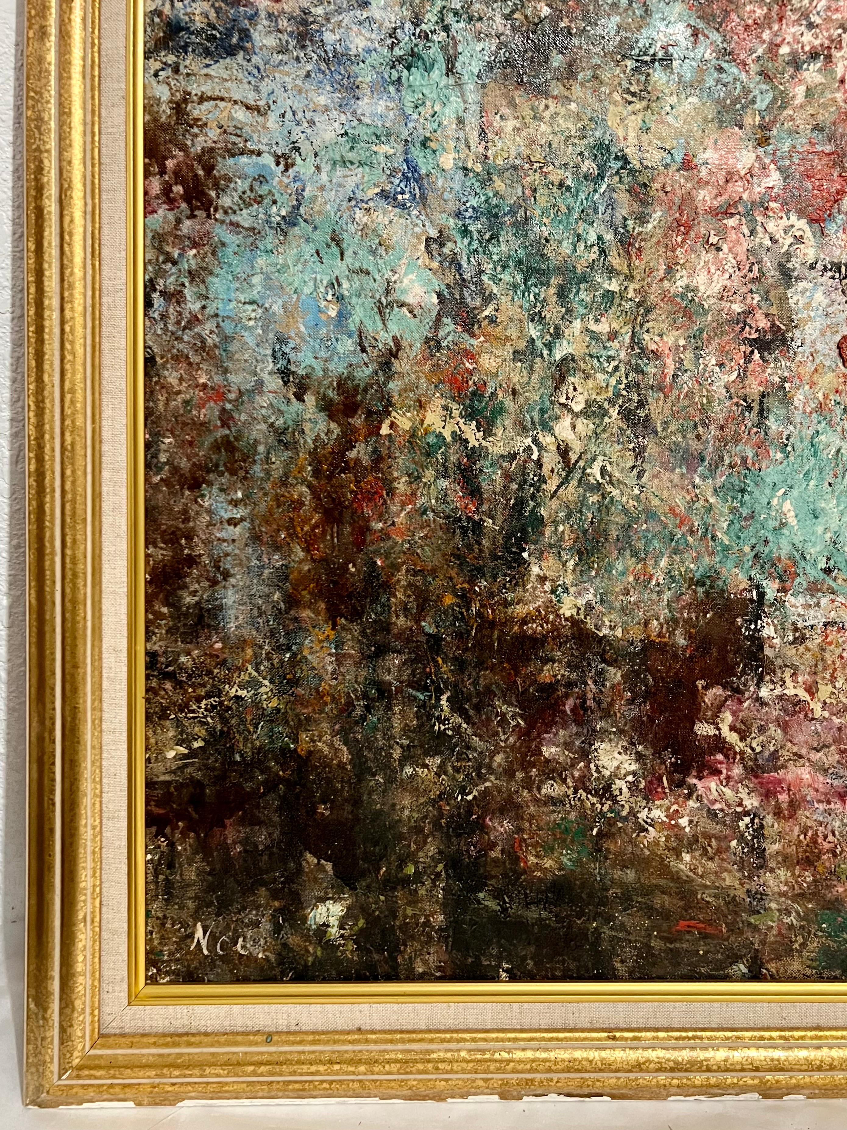  Abstract Expressionist Textured Art Informel Oil Painting Signed Noel For Sale 6