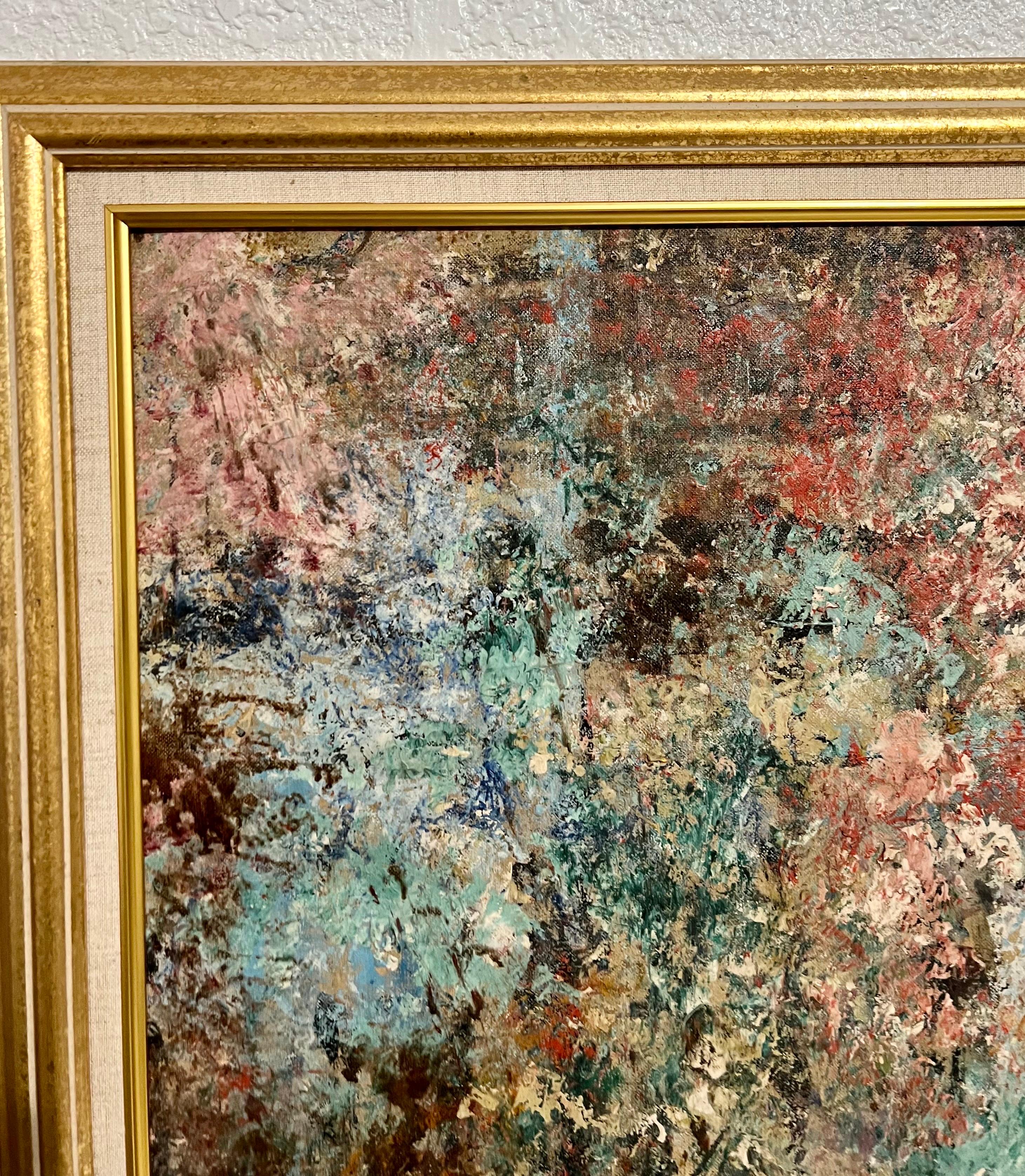  Abstract Expressionist Textured Art Informel Oil Painting Signed Noel For Sale 9
