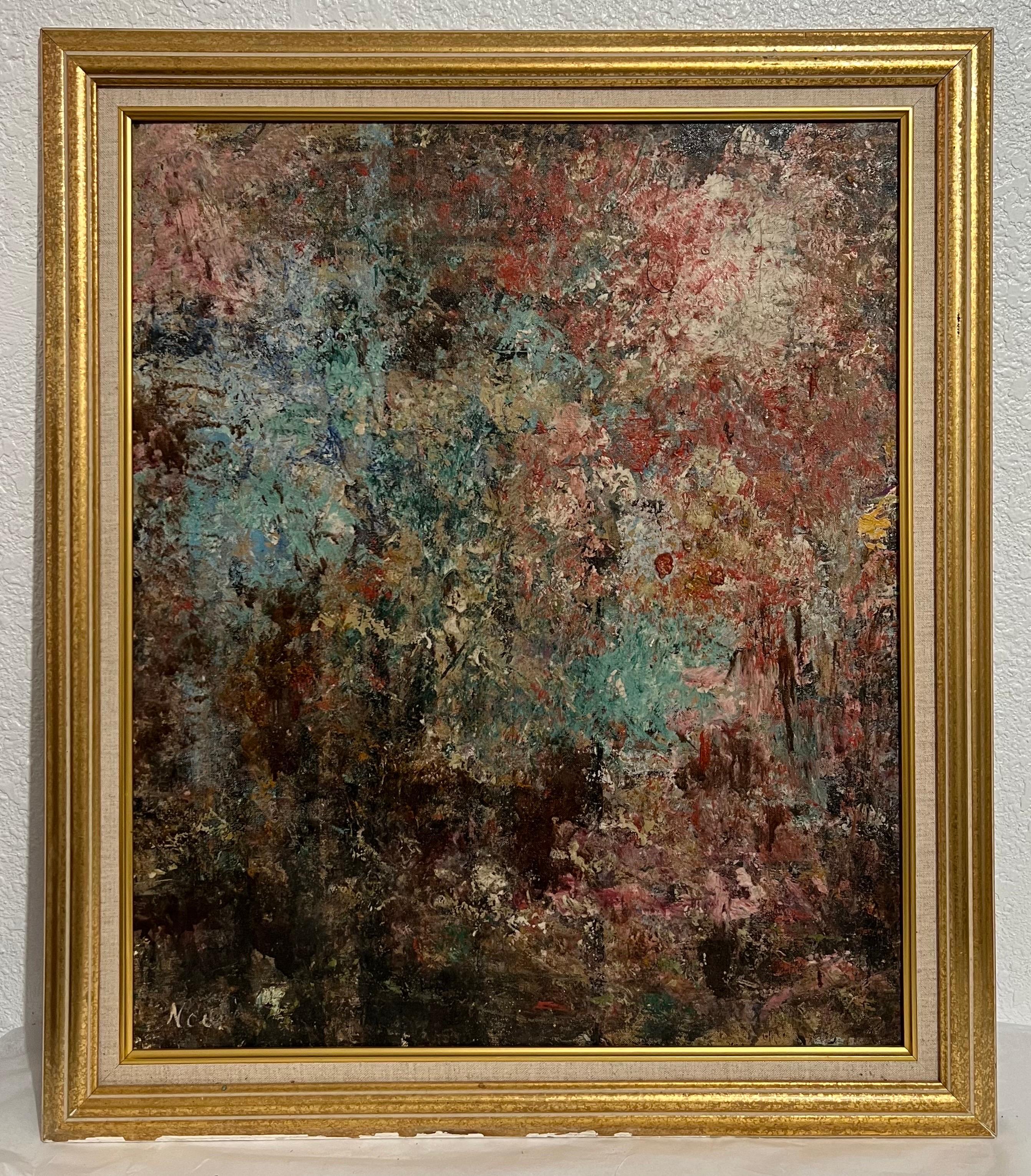  Abstract Expressionist Textured Art Informel Oil Painting Signed Noel For Sale 10