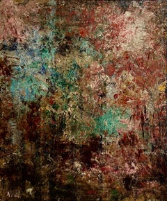 Abstract Expressionist Textured Art Informel Oil Painting Signed Noel