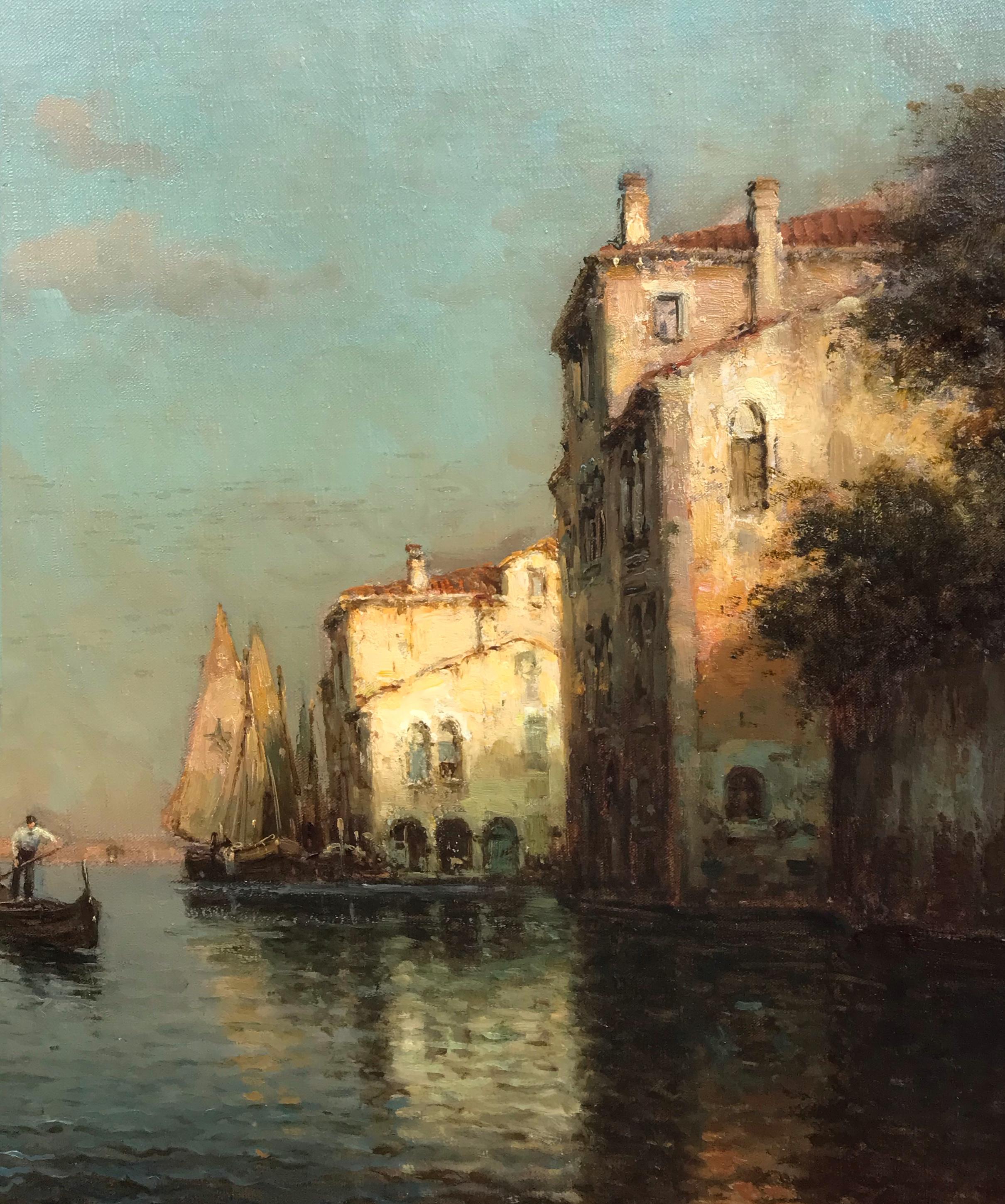 Vista su Venezia - Landscape Painting Beige di Georges-Noël Béraud 