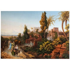 Antique Georges Och, the Flight into Egypt, Salon of 1848, Monumental Painting