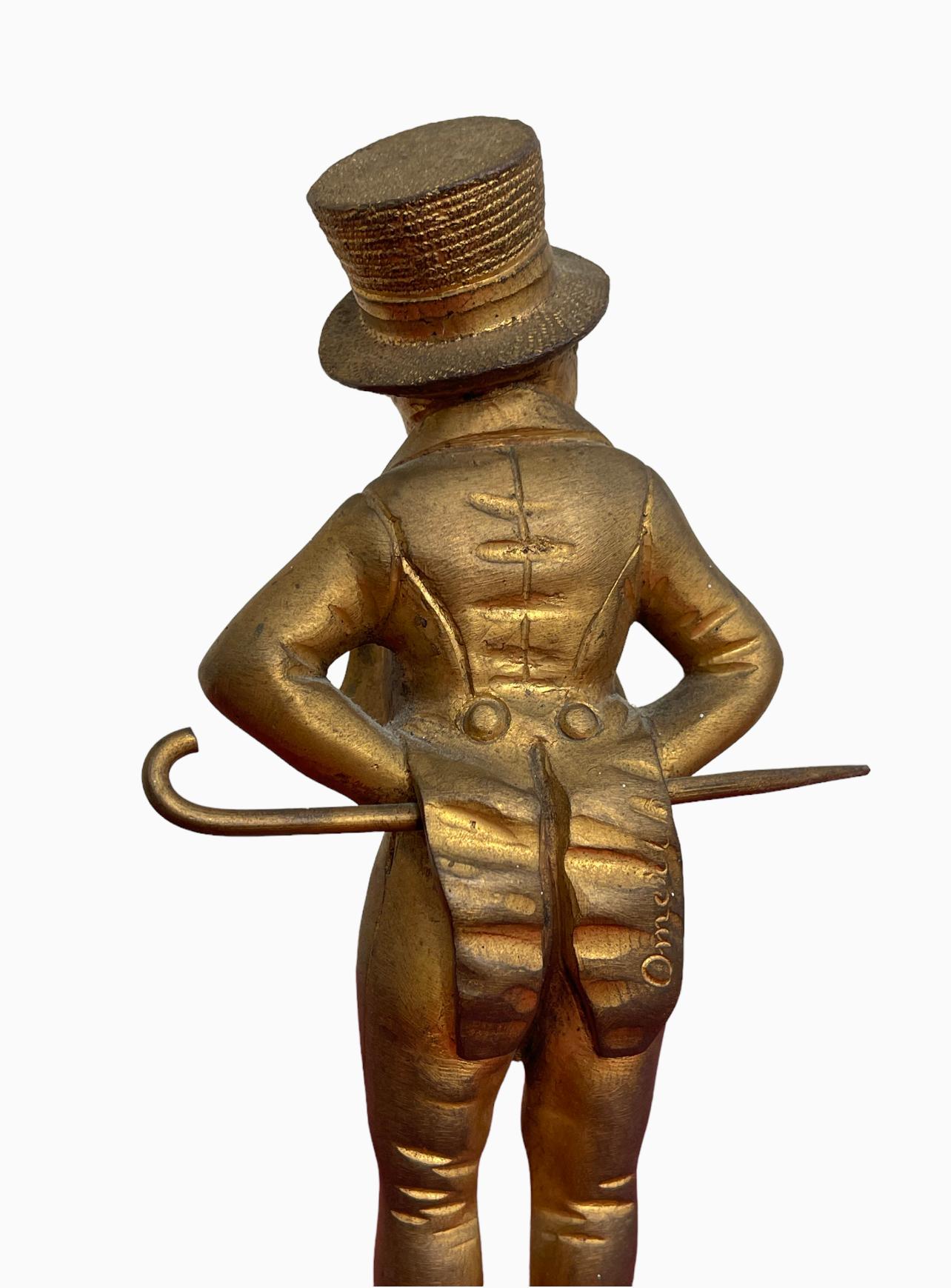 Bronze Georges Omerth - Chryselephantine, Young Man In Top Hat For Sale