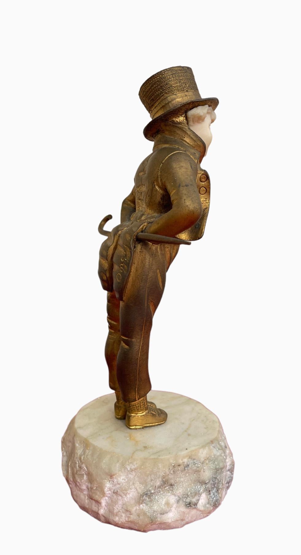 Georges Omerth - Chryselephantine, Young Man In Top Hat For Sale 2