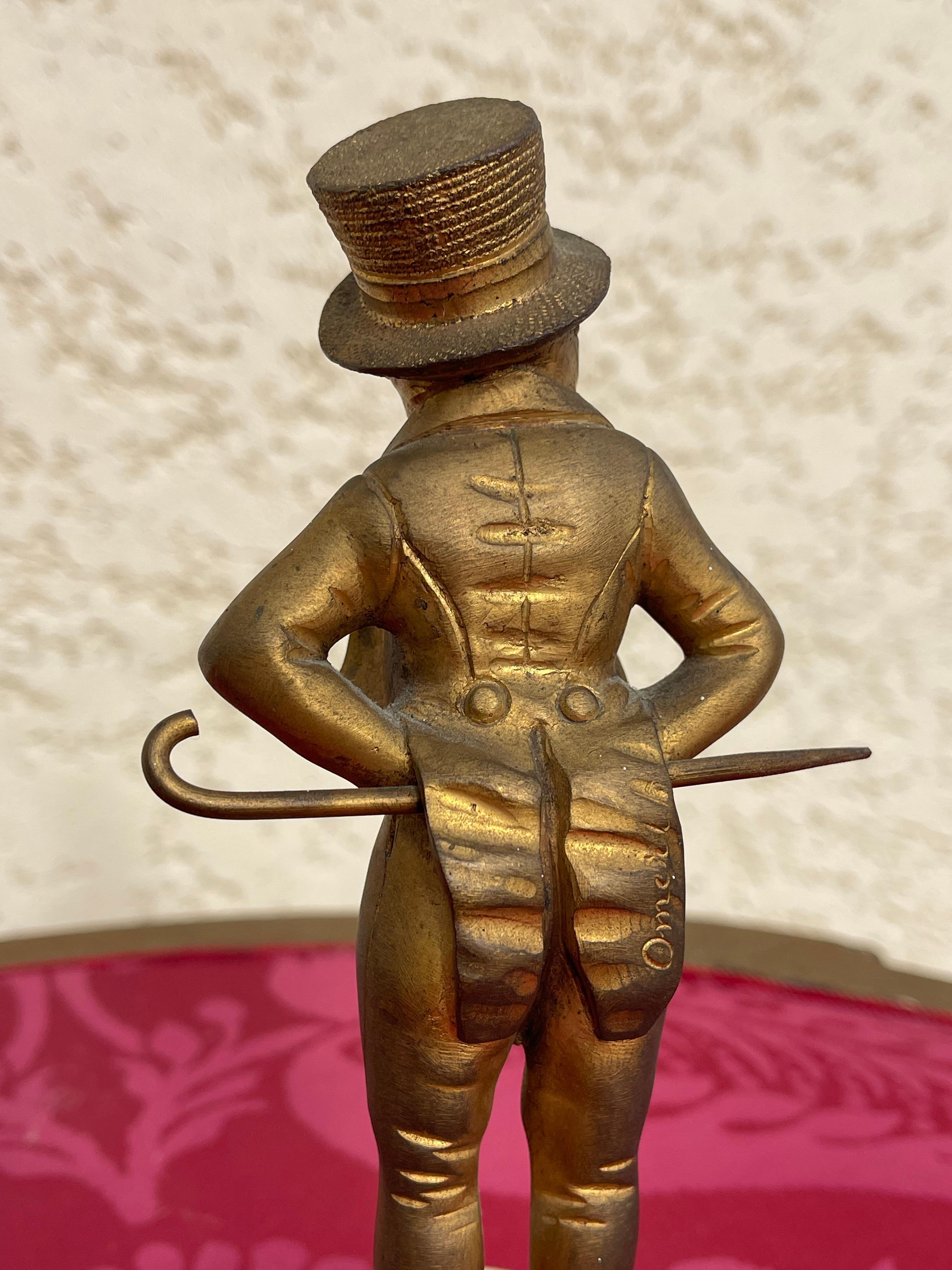 Georges Omerth - Chryselephantine, Young Man In Top Hat For Sale 3