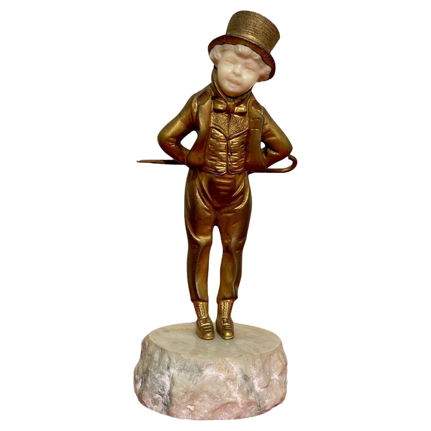 Georges Omerth - Chryselephantine, Young Man In Top Hat For Sale