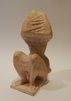 Sculpture en terre cuite de l'artiste français Georges Oudot, 1958, Figure féminine assise