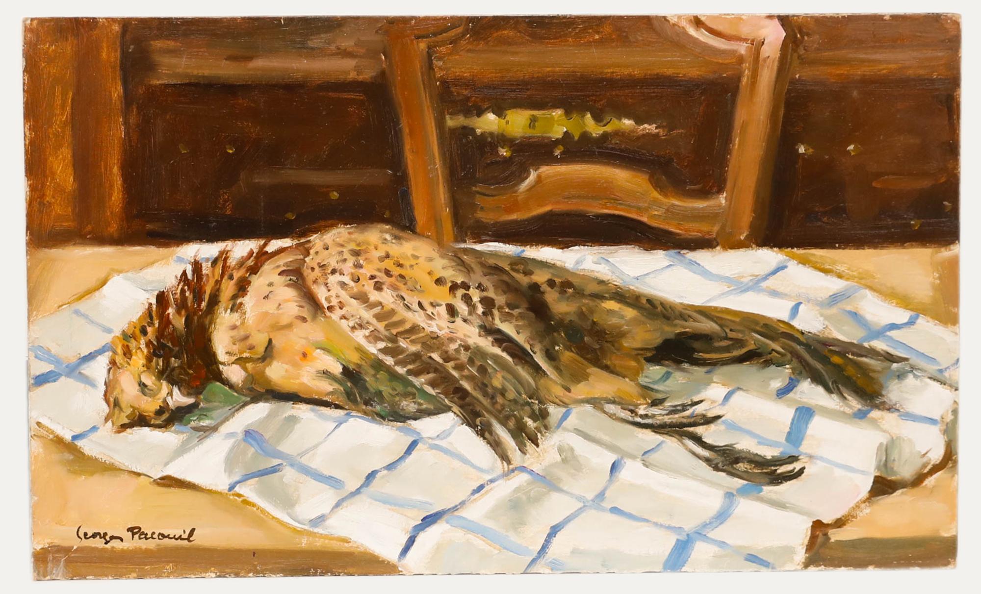 Georges Pacouil (1903-1996) - Óleo de mediados del siglo XX, Bodegón de un faisán gallina - Painting de Georges PACOUIL (1903-1996)