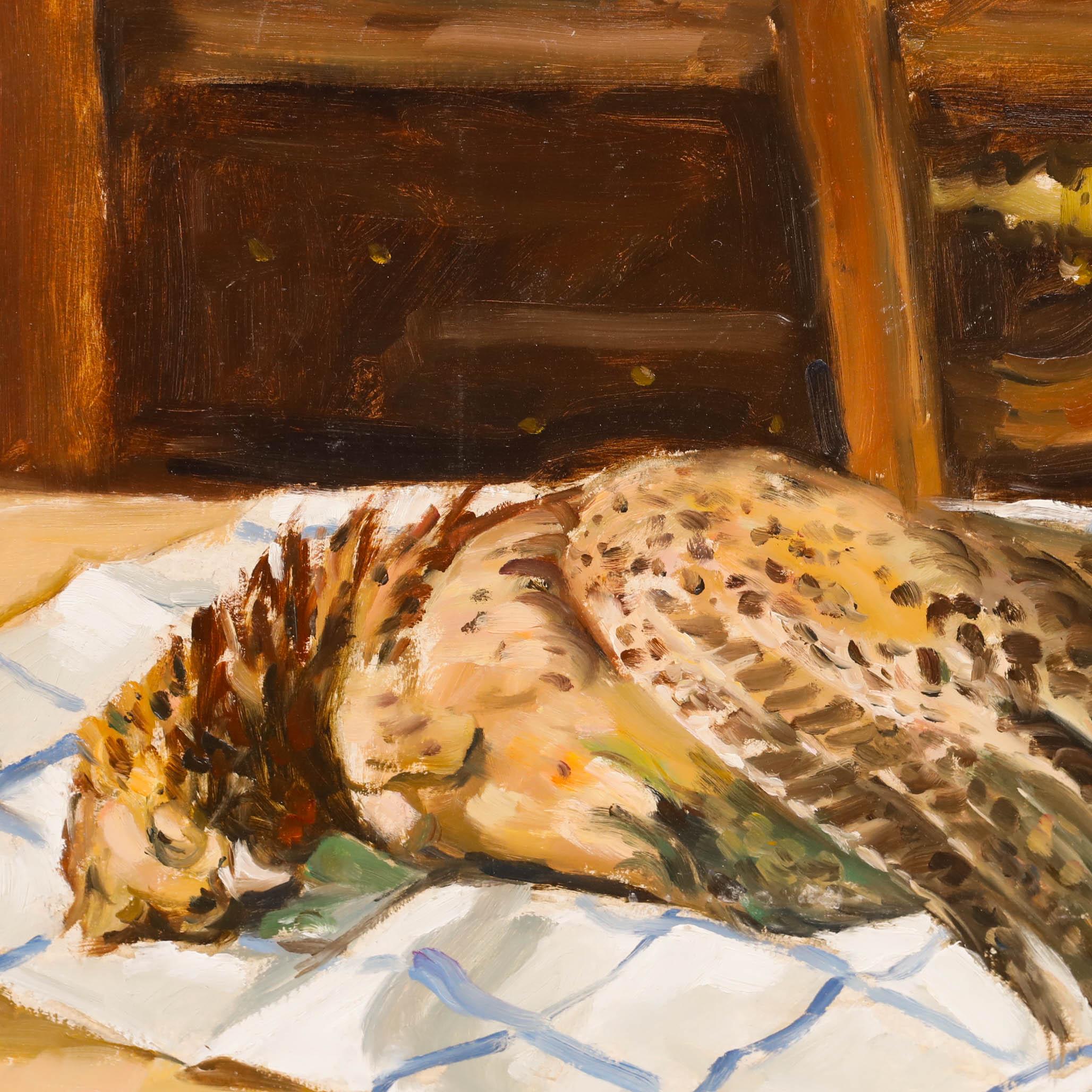 Georges Pacouil (1903-1996) - Óleo de mediados del siglo XX, Bodegón de un faisán gallina - Still-Life Painting Marrón de Georges PACOUIL (1903-1996)