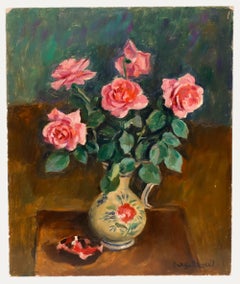 Georges Pacouil (1903-1996) - Mid 20th Century Oil, Still Life of Pink Roses
