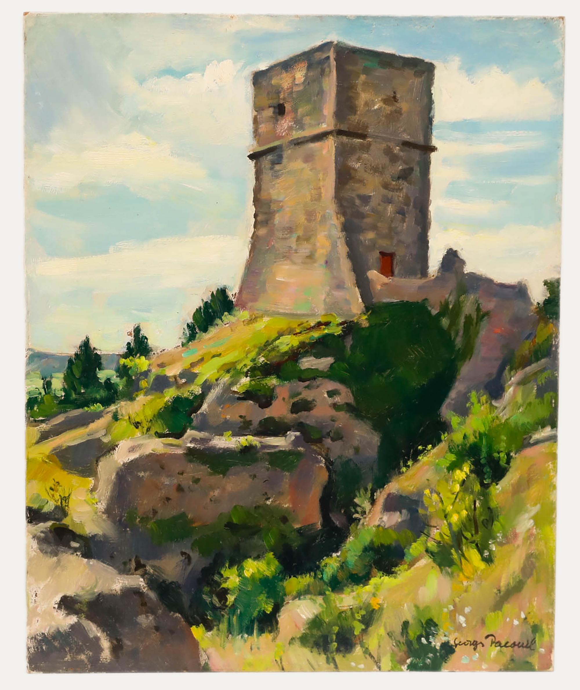 Georges Pacouil (1903-1996) - Ölgemälde, Das Uhrenaufsatz, Le Cayler, Mitte des 20. Jahrhunderts – Painting von Georges PACOUIL (1903-1996)