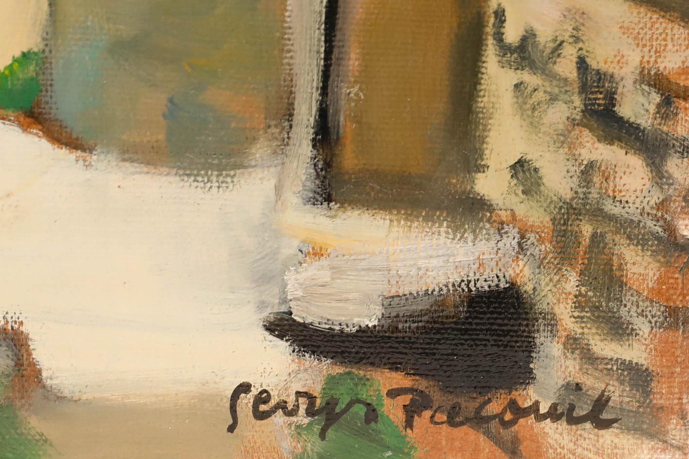 Georges Pacouil (1903-1996) - Mid 20th Century Oil, Village de montagne - Beige Landscape Painting by Georges PACOUIL (1903-1996)