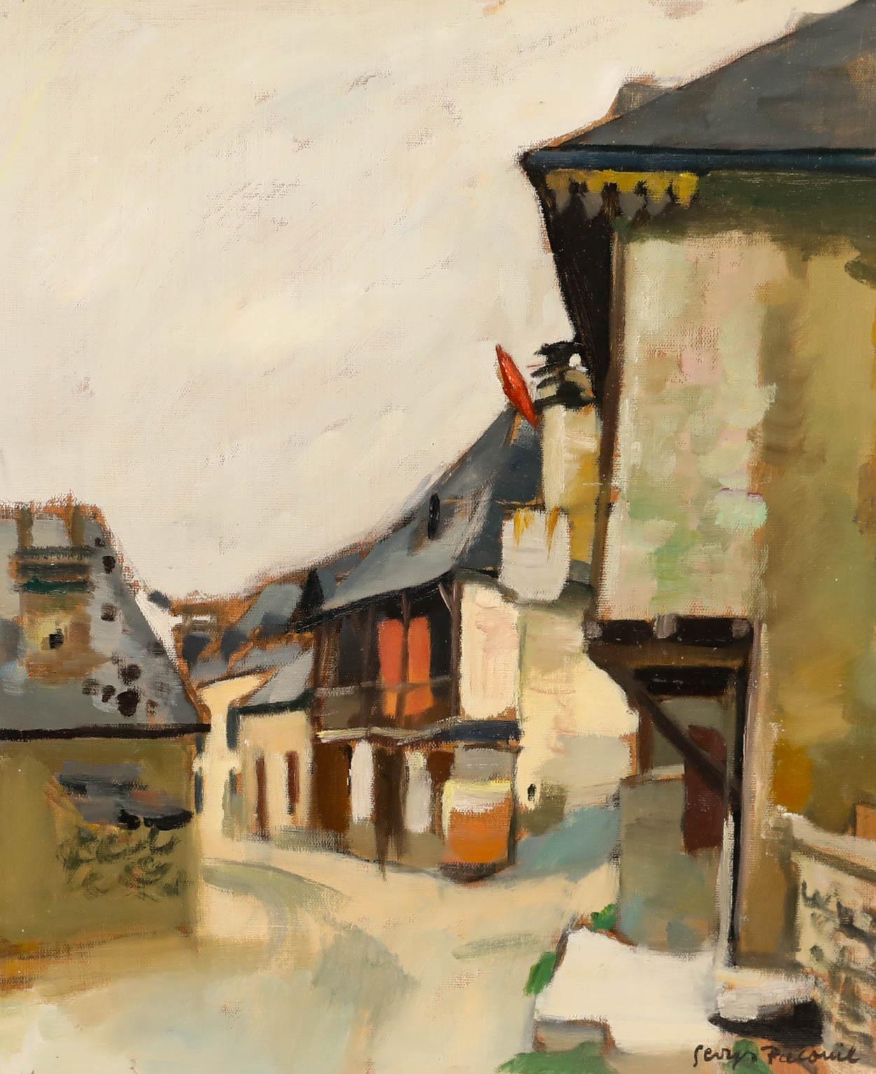 Georges PACOUIL (1903-1996) Landscape Painting - Georges Pacouil (1903-1996) - Mid 20th Century Oil, Village de montagne