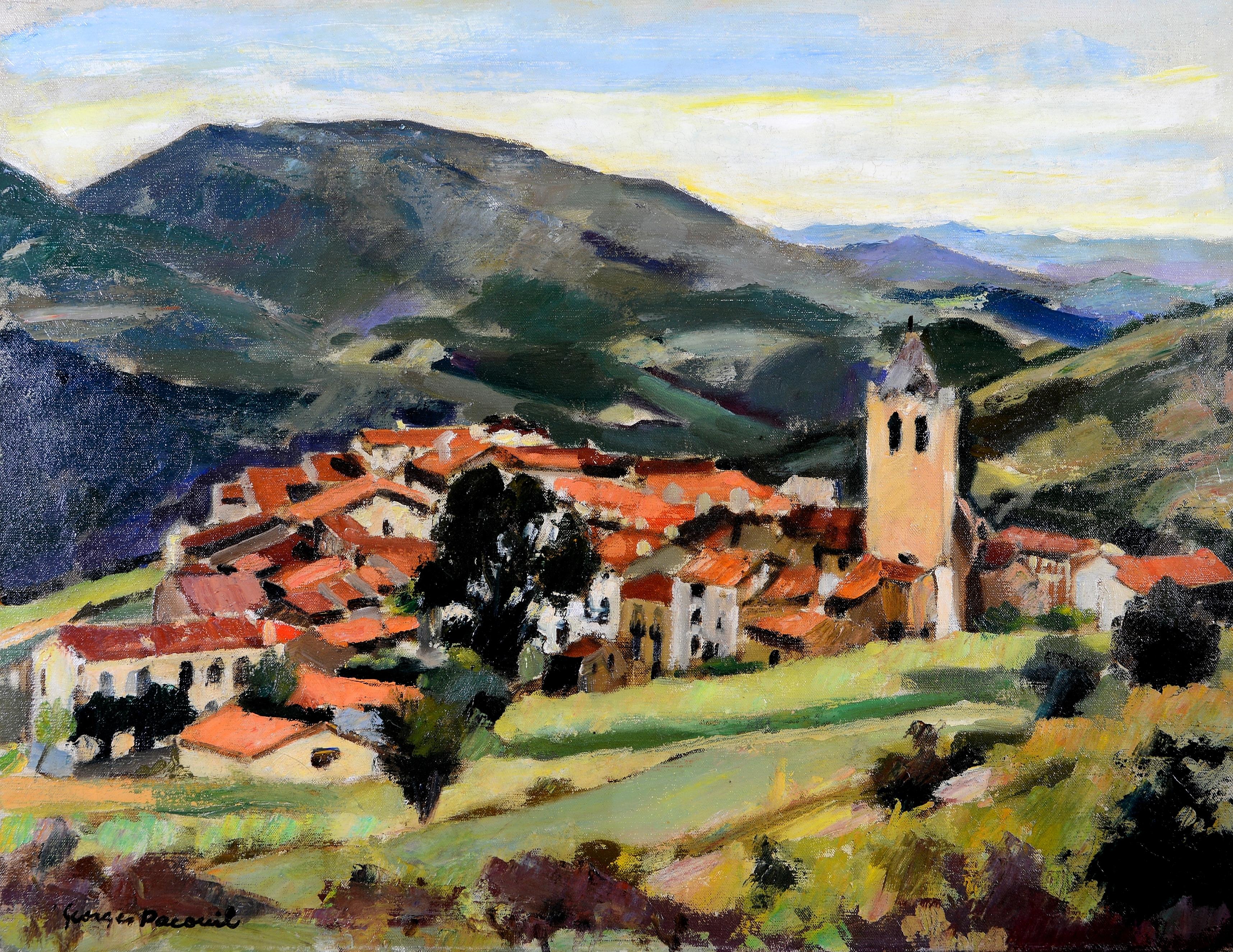 Pyrenäenlandschaft - Französisches impressionistisches Ölgemälde aus dem frühen 20. – Painting von Georges Pacouil