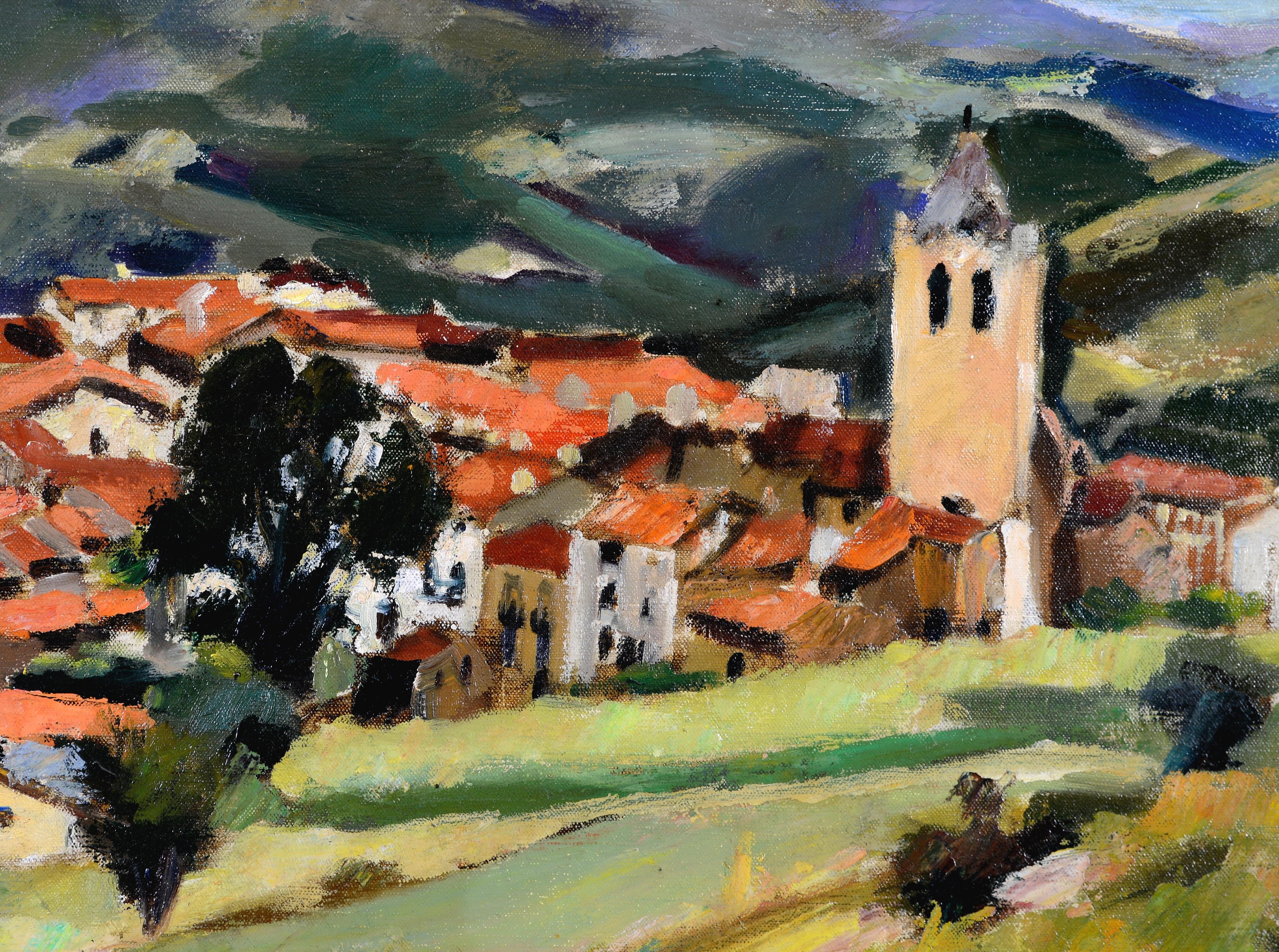 Pyrenäenlandschaft - Französisches impressionistisches Ölgemälde aus dem frühen 20. (Schwarz), Landscape Painting, von Georges Pacouil