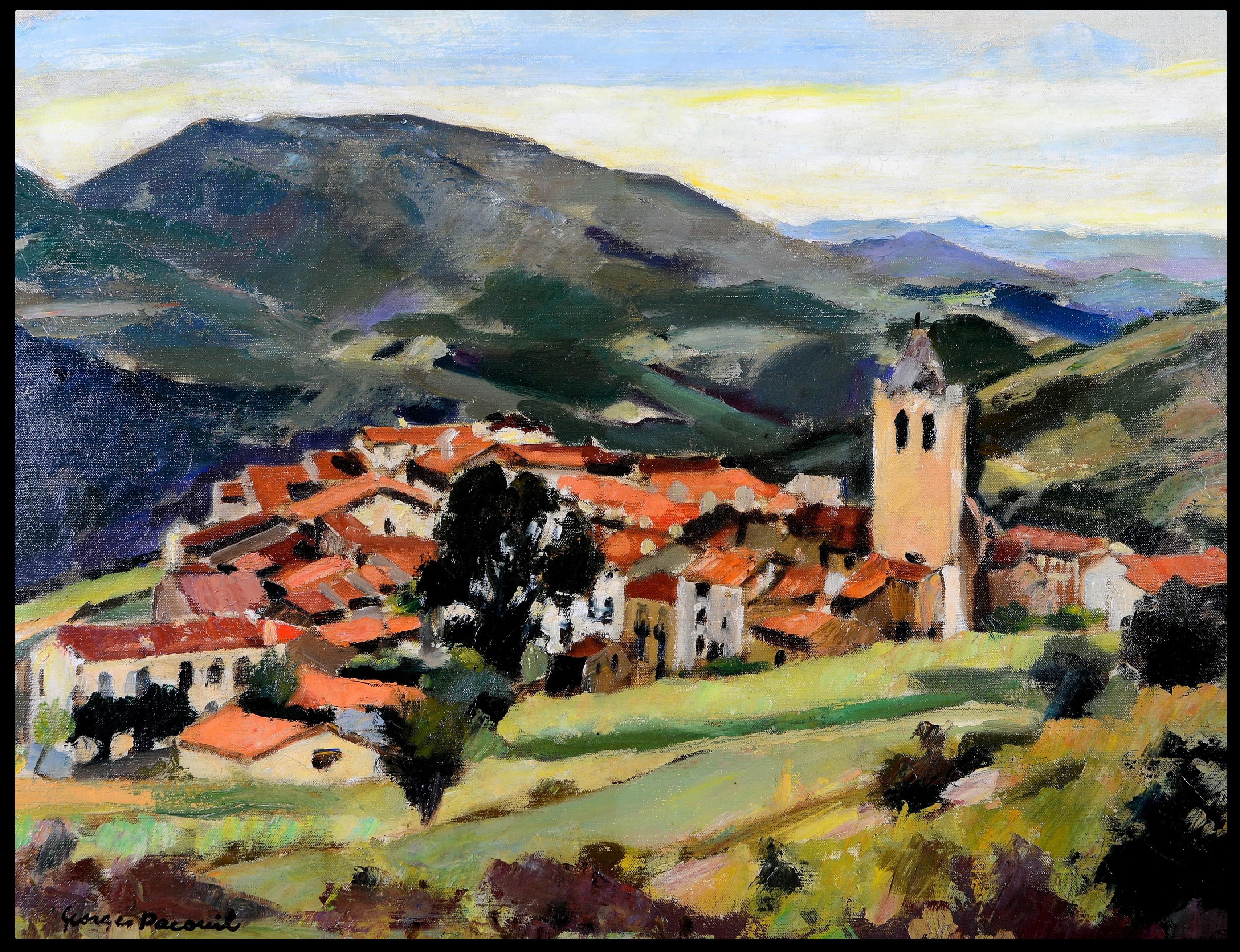 Georges Pacouil Landscape Painting – Pyrenäenlandschaft - Französisches impressionistisches Ölgemälde aus dem frühen 20.