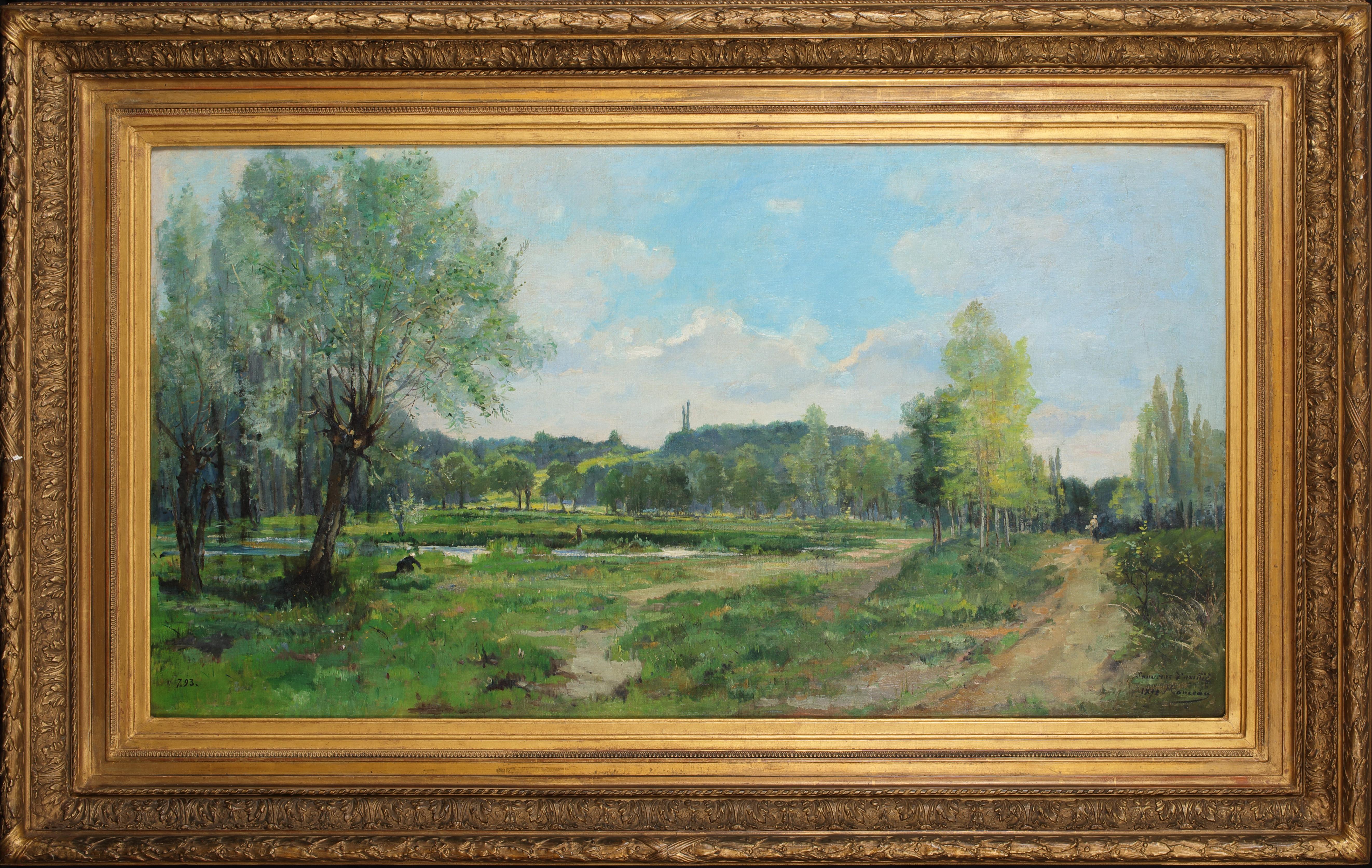 Georges Paul-Manceau Landscape Painting - Landscape In July, dated 1892 - "Gift To A friend"  by Georges PAUL-MANCEAU 