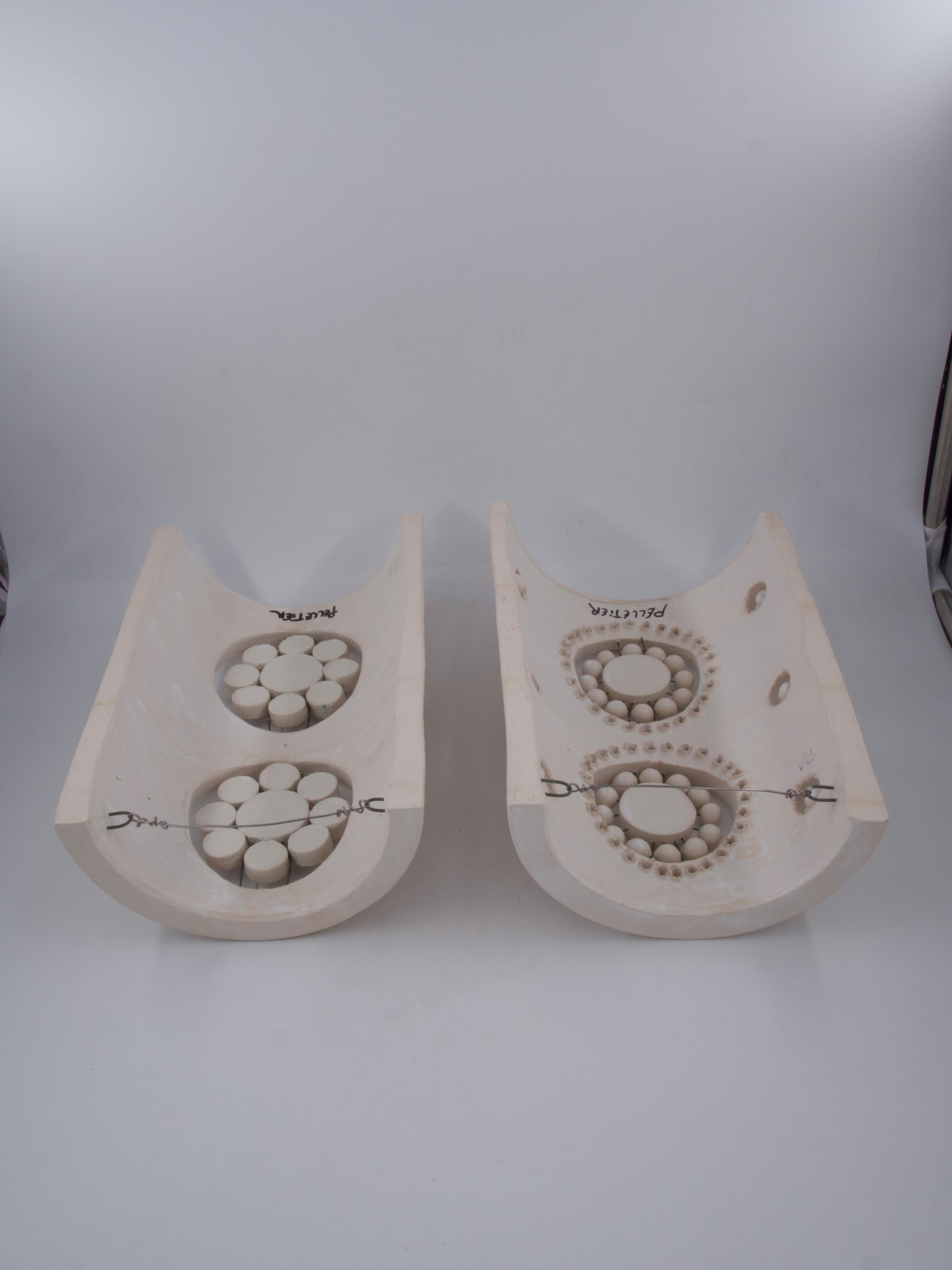 Georges Pelletier 2 Flowers Sconces in White Enameled Ceramic For Sale 13